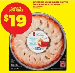 Real Canadian Superstore PC pacific white shrimp platter with mild cocktail sauce offer