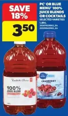 Real Canadian Superstore PC 100% juice blend cranberry offer