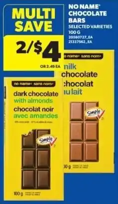 Real Canadian Superstore No Name chocolate bars offer