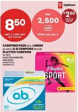 Real Canadian Superstore Optimum Carefree Pads Liners O.B. Tampons Playtex Tampons offer
