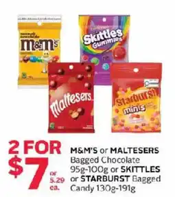 Rexall M&M's or MALTESErs Bagged Chocolate or SKITTLES or STARBURST Bagged Candy offer
