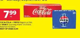 Rexall Coca-Cola or Pepsi Regular or Diet or Bubly Sparkling Water offer