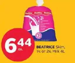 Rexall Beatrice skim 1% or 2% milk offer
