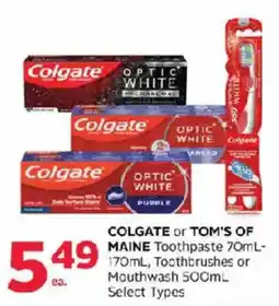Rexall Colgate or Tom's of Maine Toothpaste or Mouthwash offer
