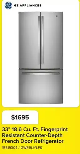 Leon's Ge appliances 33" 18.6 cu. ft. fingerprint resistant counter-depth french door refrigerator offer