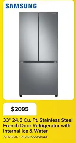 Leon's Samsung 33" 24.5 Cu. Ft. Stainless Steel French Door Refrigerator with Internal Ice & Water offer