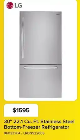 Leon's LG 30" 22.1 Cu. Ft. Stainless Steel Bottom-Freezer Refrigerator offer