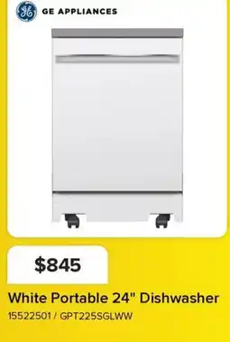Leon's Ge Appliances White Portable 24" Dishwasher offer