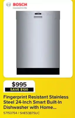 Leon's Bosch Fingerprint Resistant Stainless Steel 24-Inch Smart Built-In Dishwasher offer