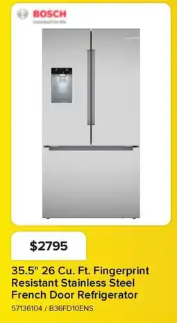Leon's Bosch 35.5" 26 Cu. Ft. Fingerprint Resistant Stainless Steel French Door Refrigerator offer