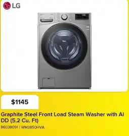 Leon's LG Graphite Steel Front Load Steam Washer with Al DD offer
