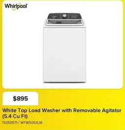 Leon's Whirlpool White Top Load Washer with Removable Agitator offer