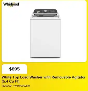 Whirlpool White Top Load Washer with Removable Agitator
