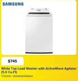 Leon's Samsung White Top Load Washer with ActiveWave Agitator offer