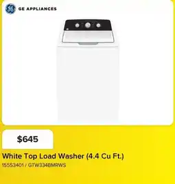 Leon's Ge Appliances White Top Load Washer offer