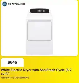 Leon's Ge electric dryer with sanifresh cycle offer