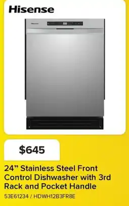 Leon's Hisense 24" Stainless Steel Front Control Dishwasher with 3rd Rack and Pocket Handle offer