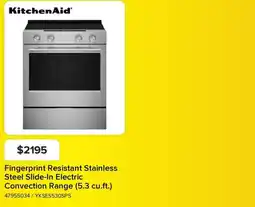 Leon's KitchenAid fingerprint resistant stainless steel slide-in electric convection range offer