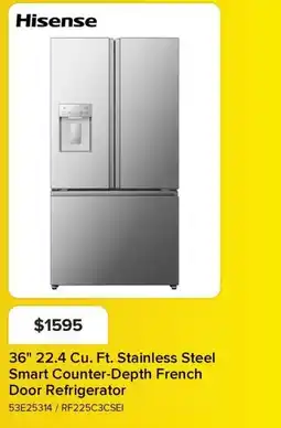 Leon's Hisense 36" 22.4 Cu. Ft. Stainless Steel Smart Counter-Depth French Door Refrigerator offer