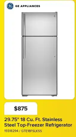 Leon's Ge Appliances 29.75" 18 Cu. Ft. Stainless Steel Top-Freezer Refrigerator offer