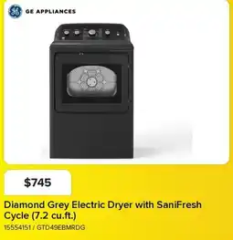 Leon's Ge diamond grey electric dryer with sanifresh cycle offer