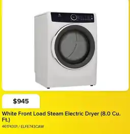 Leon's White Front Load Steam Electric Dryer offer