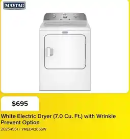 Leon's Maytag White Electric Dryer offer