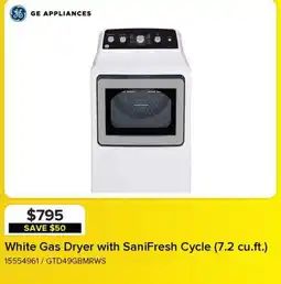 Leon's Ge Appliances White Gas Dryer with SaniFresh Cycle offer