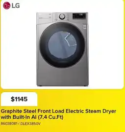 Leon's LG Graphite Steel Front Load Electric Steam Dryer with Built-In AI offer