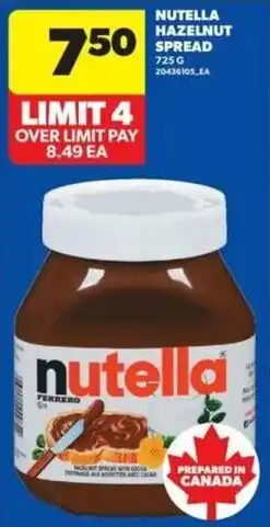 Wholesale Club Nutella hazelnut spread offer