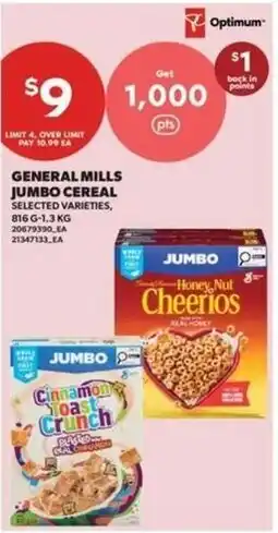 Wholesale Club General Mills jumbo cereal selected varieties offer