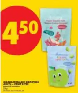 No Frills Amara organic smoothie melts or fruit bites offer