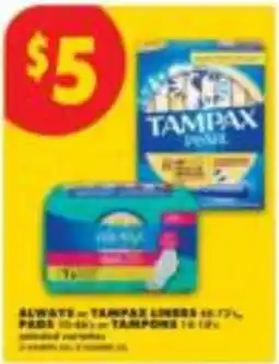 No Frills always tampons tampon liners offer