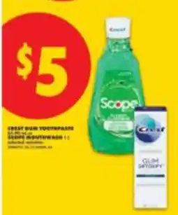 No Frills Crest gum toothpaste and Scope mouthwash offer