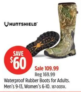 Huntsshield waterproof rubber boots for adults