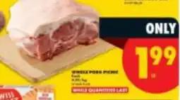 No Frills Whole pork picnic offer
