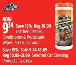 Canadian Tire Armorall leather cleaner conditioner & protectant wipes offer