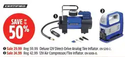 Canadian Tire Certified deluxe 12v direct-drive analog tire inflator offer