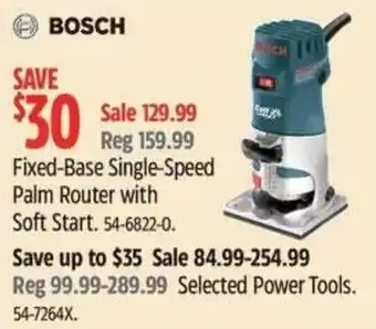 Bosch Fixed-Base Single-Speed Palm Router with Soft Start. 54-6822-0.