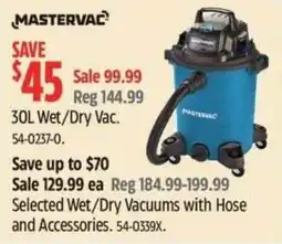 Canadian Tire Mastervac 30L Wet/Dry Vac. offer