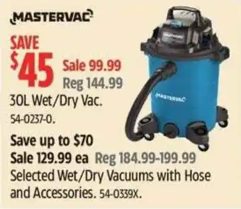 Mastervac 30L Wet/Dry Vac.