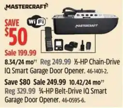 Canadian Tire Mastercraft 1/2-hp chain-drive iq smart garage door opener offer
