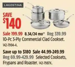 Canadian Tire Lagostina 10-Pc 3-Ply Commercial Clad Cookset offer