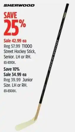 Canadian Tire Sherwood street hockey stick senior offer