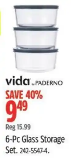 Canadian Tire vida by paderno 6-pc glass storage set offer