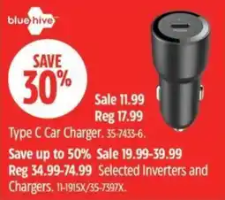 Canadian Tire blue hive type c car charger offer