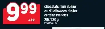 Chocolats mini bueno ou d'halloween kinder