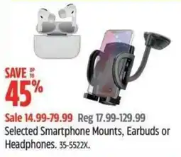 Canadian Tire Selected Smartphone Mounts, Earbuds or Headphones offer