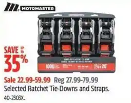 Canadian Tire Motomaster selected ratchet tie-downs and straps offer