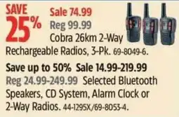 Canadian Tire Cobra 26km 2-Way Rechargeable Radios offer